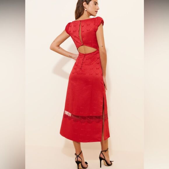 NWT Free People Foolish Heart Midi Dress in Red Dahlia Combo Size Large - Picture 2 of 5